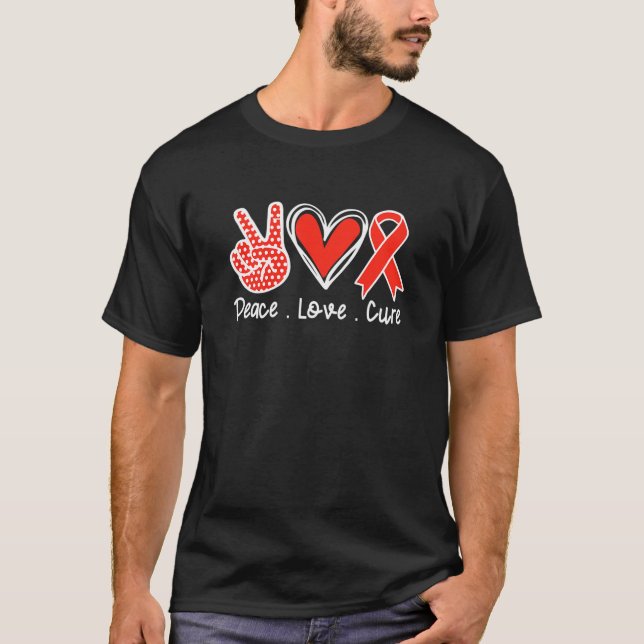 National Hiv Testing Day Ribbon Peace Liebe Cure F T-Shirt (Vorderseite)