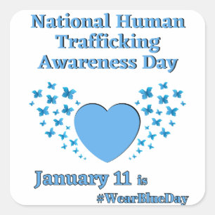 National Human Traffic Awareness Day WearBlue Quadratischer Aufkleber