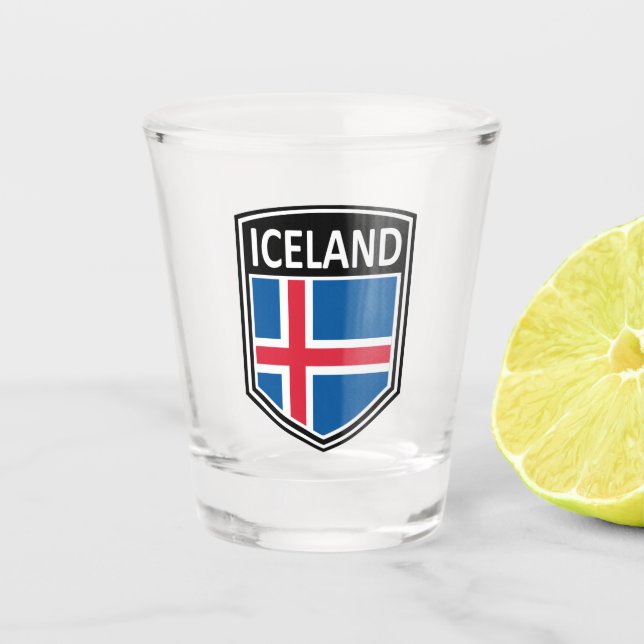 National - Island Schnapsglas (Vorderseite)
