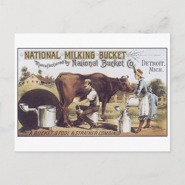 National Milking Bucket Detroit Michigan Postkarte (Vorderseite)