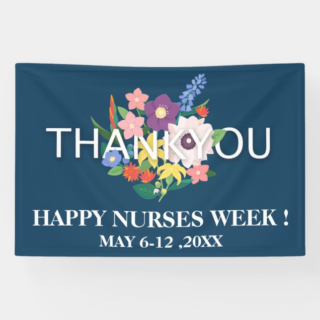 National Nurses Week Floral Danke Banner (Horizontal)