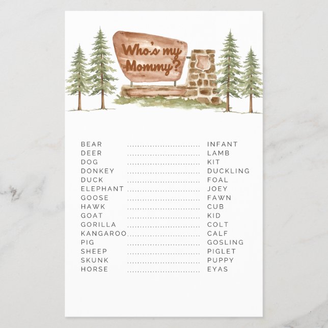 National Park Baby Shower Spiele, die meine Mama Flyer (Vorne)