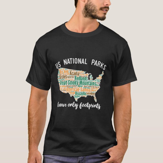 National Park Map Long Sleeve Graphic Tee Shirt (Vorderseite)