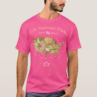 National Park Map Shirt Alle US Nationalparks Vint