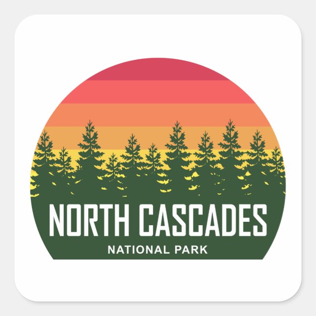National Park North Cascades Quadratischer Aufkleber (Vorderseite)
