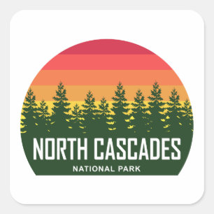 National Park North Cascades Quadratischer Aufkleber
