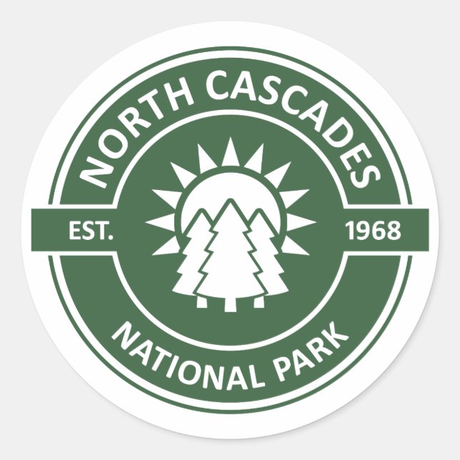 National Park North Cascades Runder Aufkleber (Vorderseite)