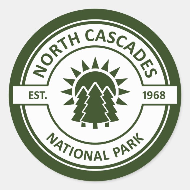 National Park North Cascades Runder Aufkleber (Vorderseite)