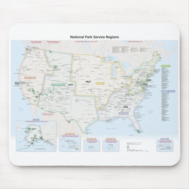 National Park Service-Regions-Karte Mousepad (Vorne)