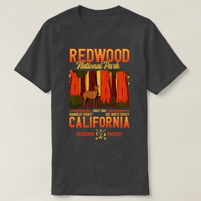 National Park T-Shirt California Bear Redwood Nati (Design vorne)