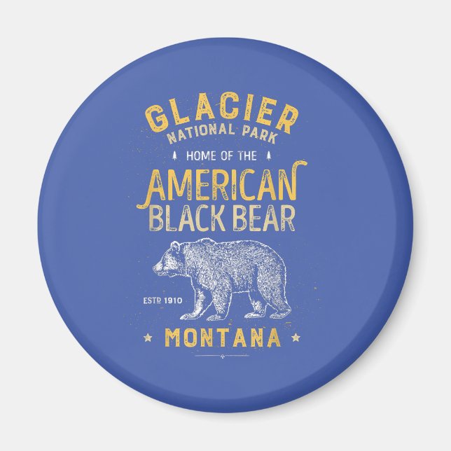 National Park T Shirt Vintage Montana Bear Magnet (Vorne)