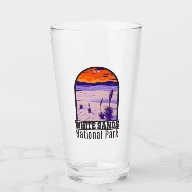 National Park White Sands New Mexico Vintag Glas (Vorderseite)