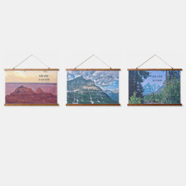 National Park Wood Topped Wall Tapestry Trio Wandteppich Mit Holzrahmen