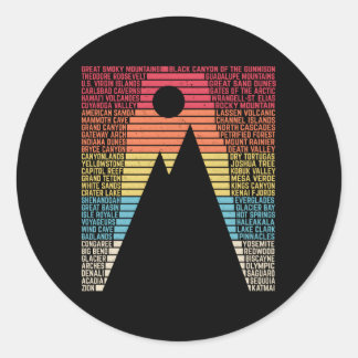 National Parks List Word Camg Wandern Runder Aufkleber