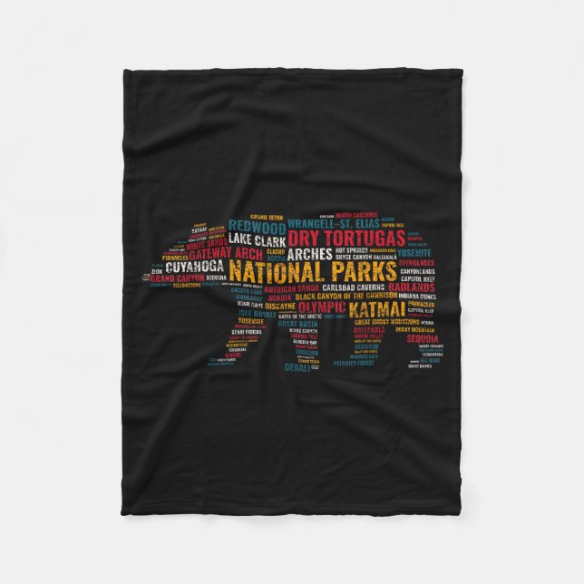 National Parks Usa Bear Hiking Camng Adventure Gif Fleecedecke (Vorderseite)
