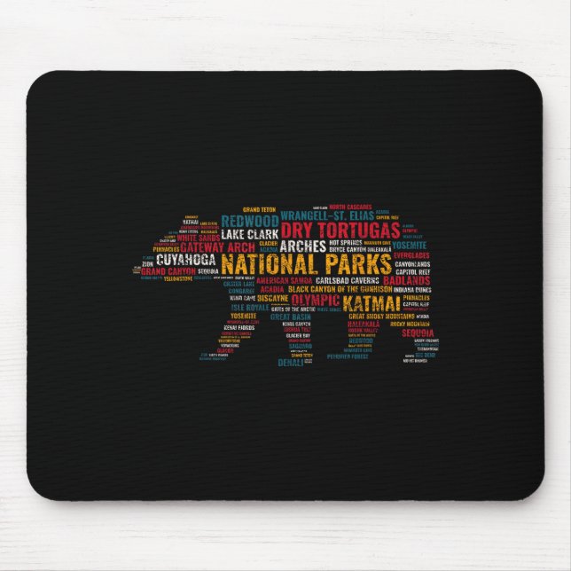 National Parks Usa Bear Hiking Camng Adventure Gif Mousepad (Vorne)