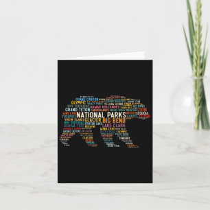 National Parks USA List Word Cloud Bear Camping un Karte