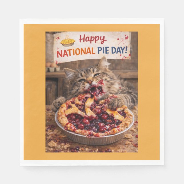 National Pie Day Cat Napkins Serviette (Vorderseite)