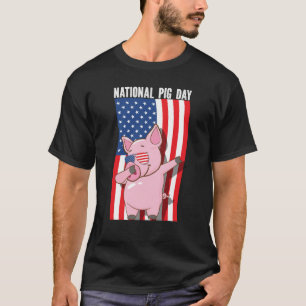 National Pig Day Dabbing USA Flag T-Shirt