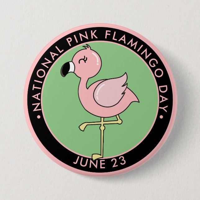 National Pink Flamingo Day, niedlicher Cartoon Fla Button (Vorderseite)