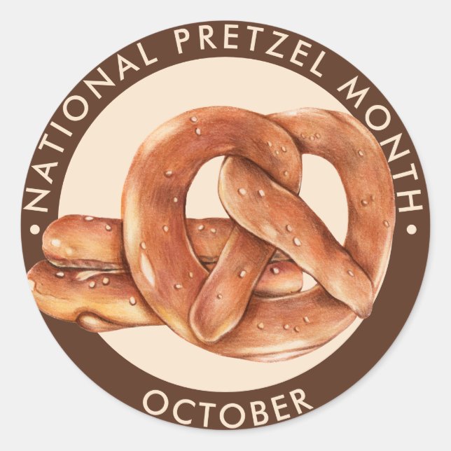 National Pretzel Month, Oktober, Softbretzel Runder Aufkleber (Vorderseite)