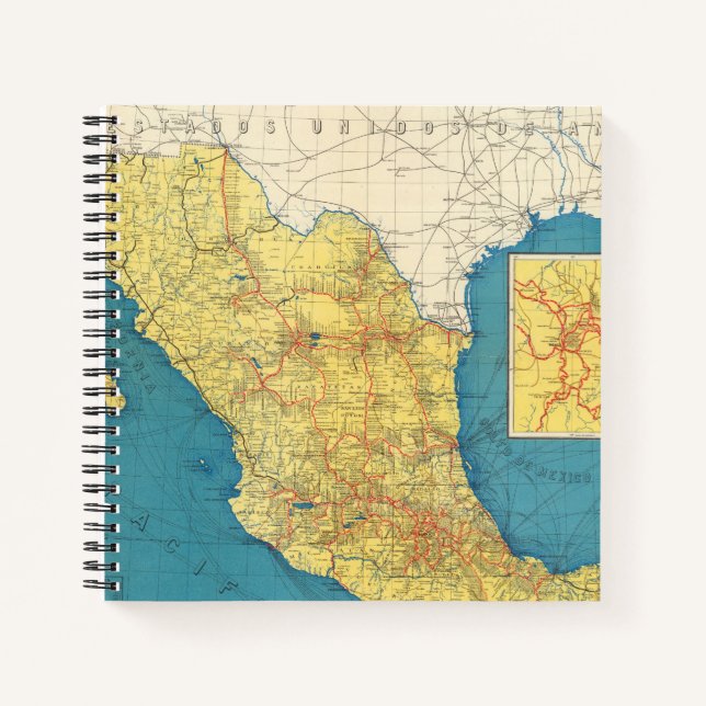 National Railroads of Mexico Map Notizbuch (Vorderseite)