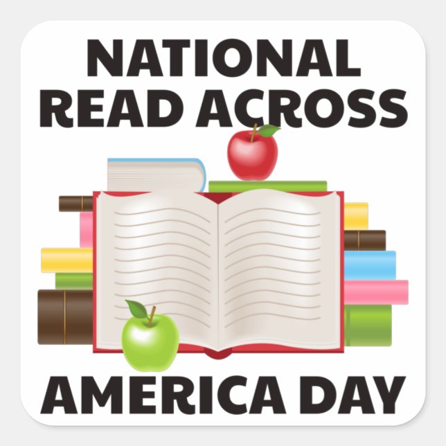 National Read Across America Day Quadratischer Aufkleber (Vorderseite)