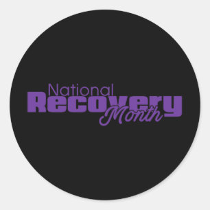 National Recovery Month - Lila-Logo Runder Aufkleber