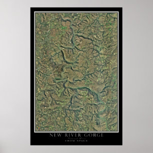 National River Gorge National River Satellite Map Poster