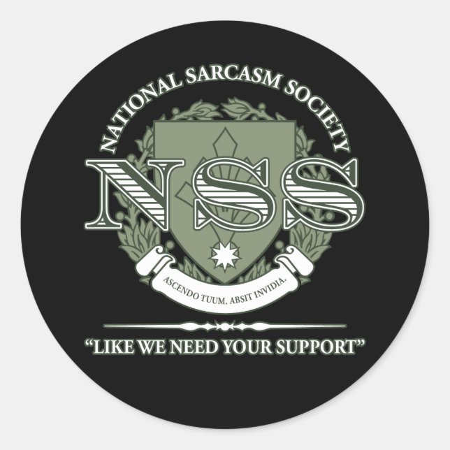 National Sarcasm Society Runder Aufkleber (Vorderseite)
