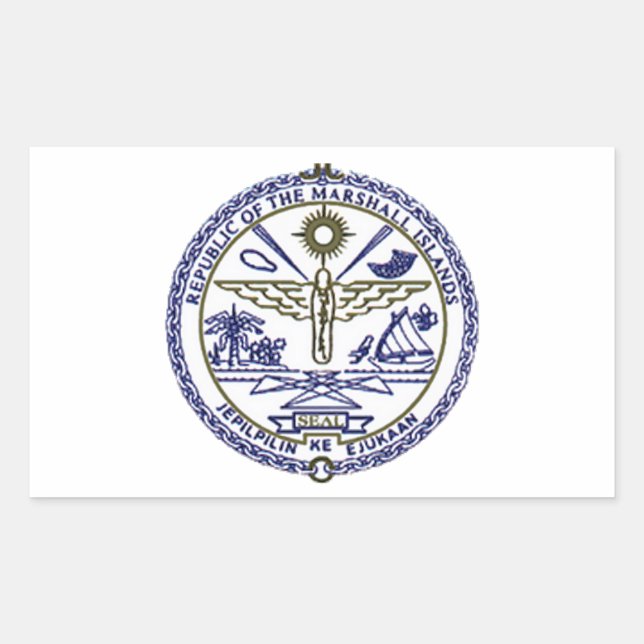 National Siegel der Marshallinseln Rechteckiger Aufkleber (Vorderseite)