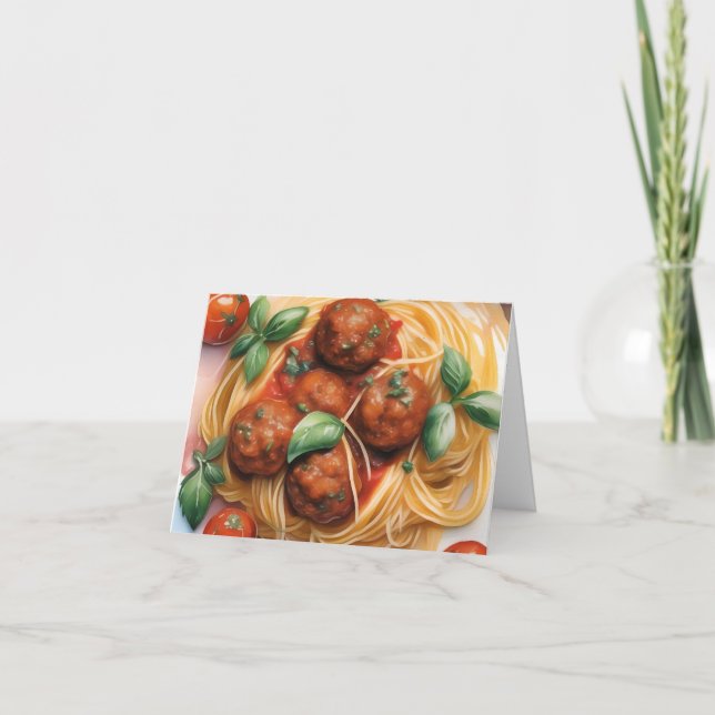 National Spaghetti Day A - 4. Januar - Wasserfarbe Karte (Vorderseite)