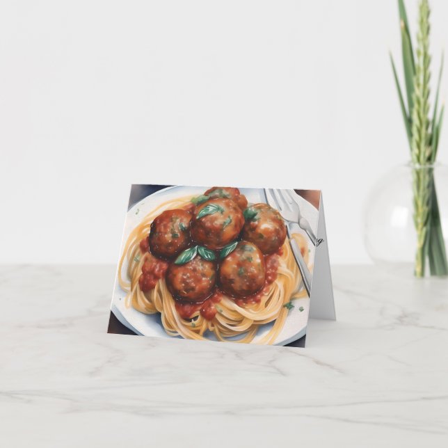 National Spaghetti Day C - 4. Januar - Wasserfarbe Karte (Vorderseite)