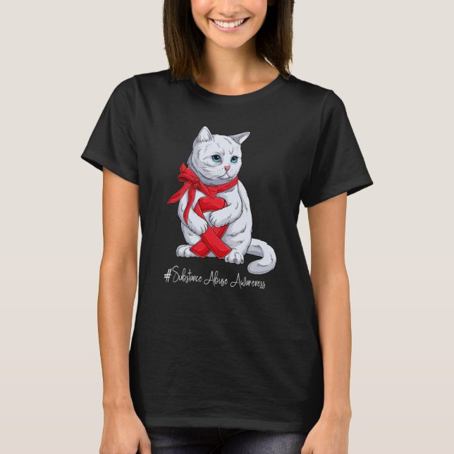 National Substance Abuse Awareness Month Red Ribbo T-Shirt (Vorderseite)