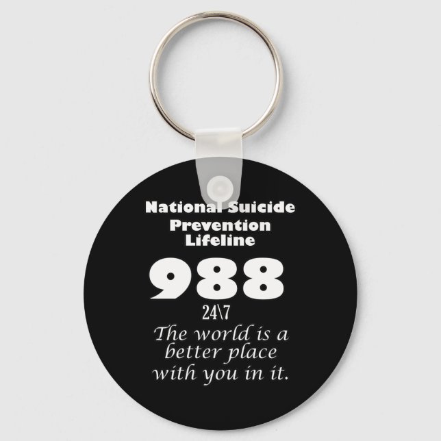 National Suicide Prevention Lifeline 988 With Whit Schlüsselanhänger (Vorderseite)