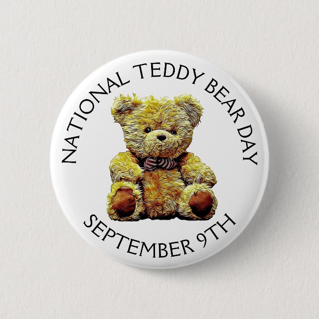 National Teddy Bear Day 9. September Feiertag Button (Vorderseite)