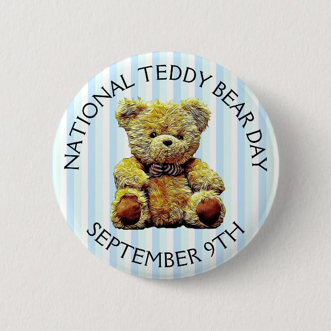 National Teddy Bear Day 9. September Feiertag Button (Vorderseite)