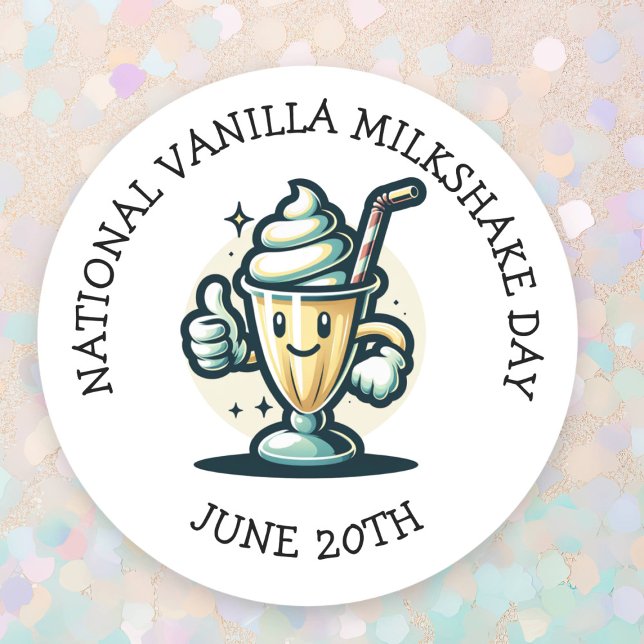 National Vanilla Milkshake Day 20. Juni Runder Aufkleber (Von Creator hochgeladen)