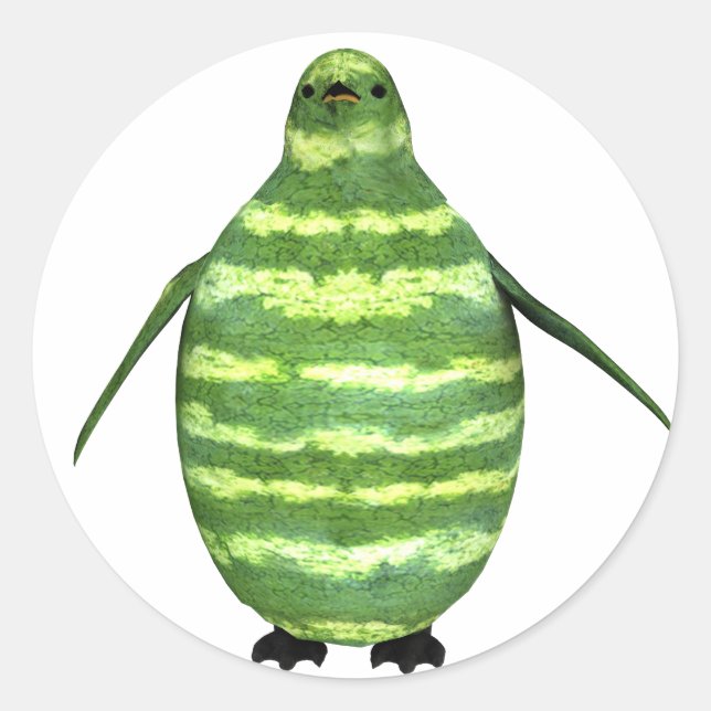 National Watermelon Day Penguin Runder Aufkleber (Vorderseite)