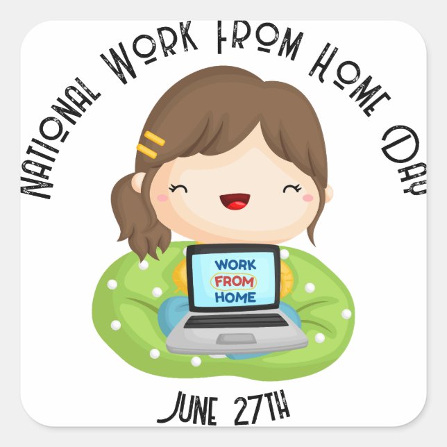 Nationale Arbeit an Zuhause Day Custom Quadratischer Aufkleber (Vorderseite)