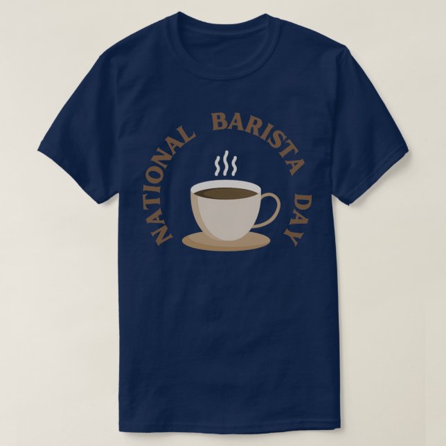 Nationale Barista-Tagesaufkleber und Design T-Shirt (Design vorne)