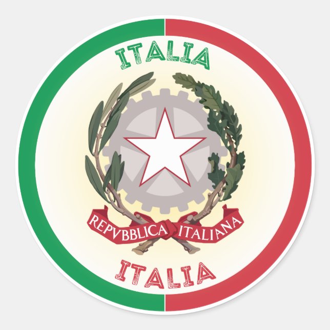 Nationale Emblem-Circle-Form in Italien Runder Aufkleber (Vorderseite)