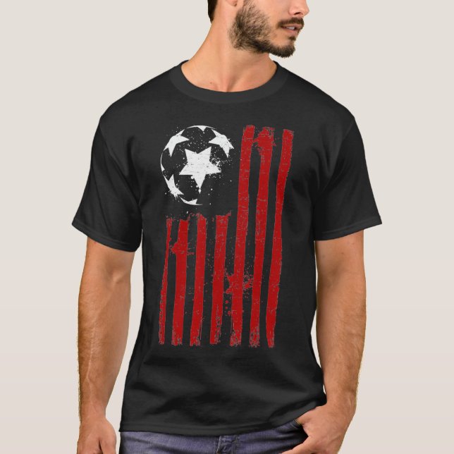 Nationale Fahne der USA mit Fußball-Ball gestört T-Shirt (Vorderseite)