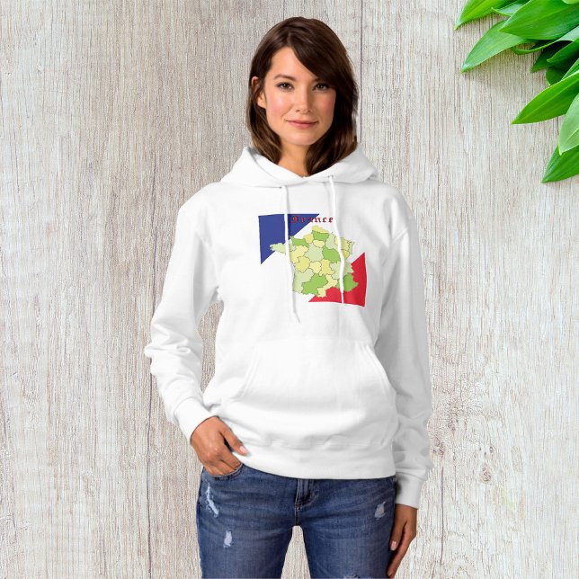 Nationale Farben und Landkarte Frankreichs Hoodie (Von Creator hochgeladen)