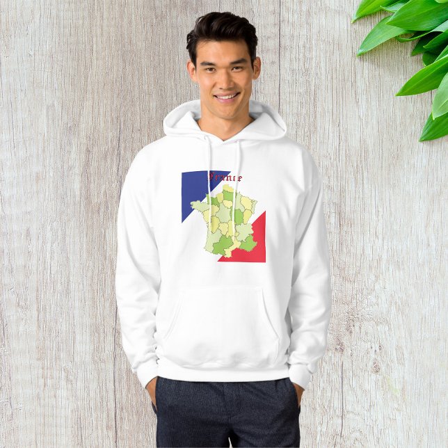 Nationale Farben und Landkarte Frankreichs Hoodie (Von Creator hochgeladen)