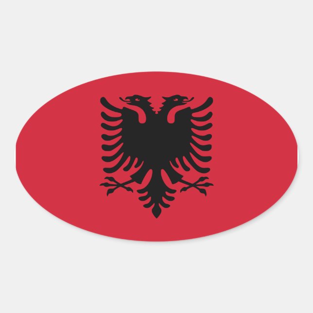 Nationale Flagge Albaniens Ovaler Aufkleber (Vorderseite)