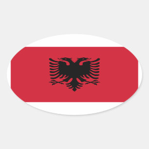 Nationale Flagge Albaniens Ovaler Aufkleber