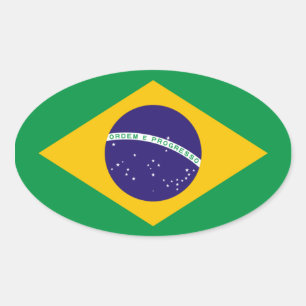 Nationale Flagge Brasiliens Ovaler Aufkleber