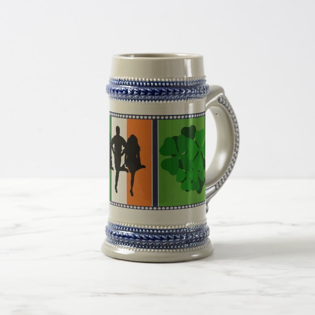 Nationale Flagge Irlands, Kleeblatt Klee, Flusstan Bierglas (VorderseiteRechts)