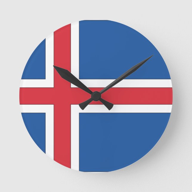Nationale Flagge Islands Runde Wanduhr (Vorderseite)